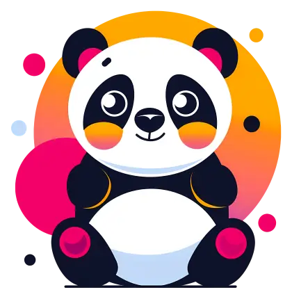 Cute Cartoon Panda with Colorful Background