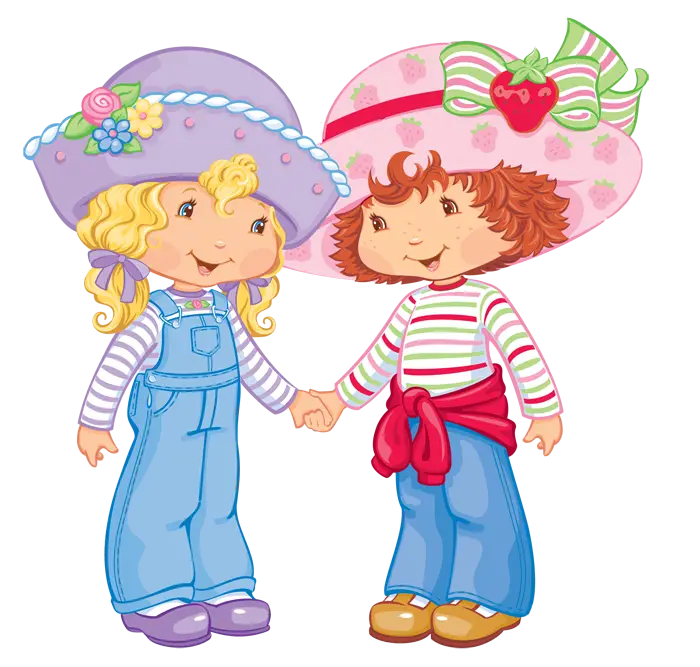 Two Cartoon Characters Holding Hands