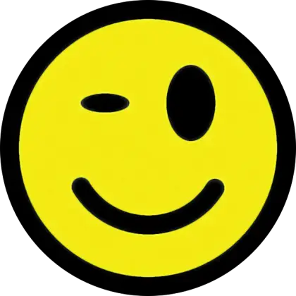 Playful winking smiley face illustration
