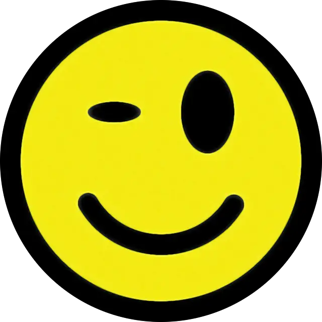 Playful winking smiley face illustration
