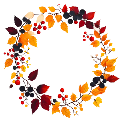 Autumn wreath with leaves and berries