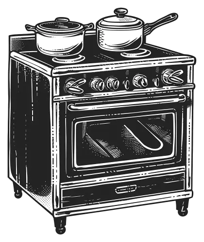 Retro Stove with Pots