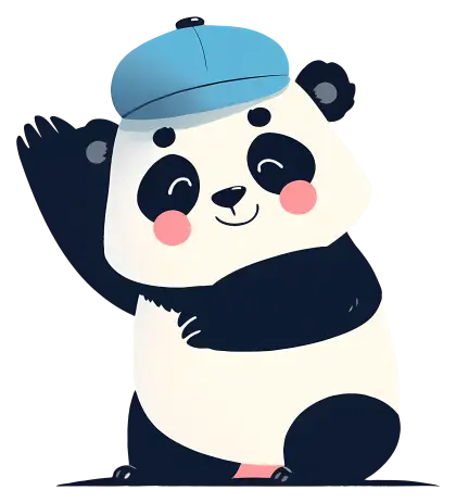 Panda Waving with Cap