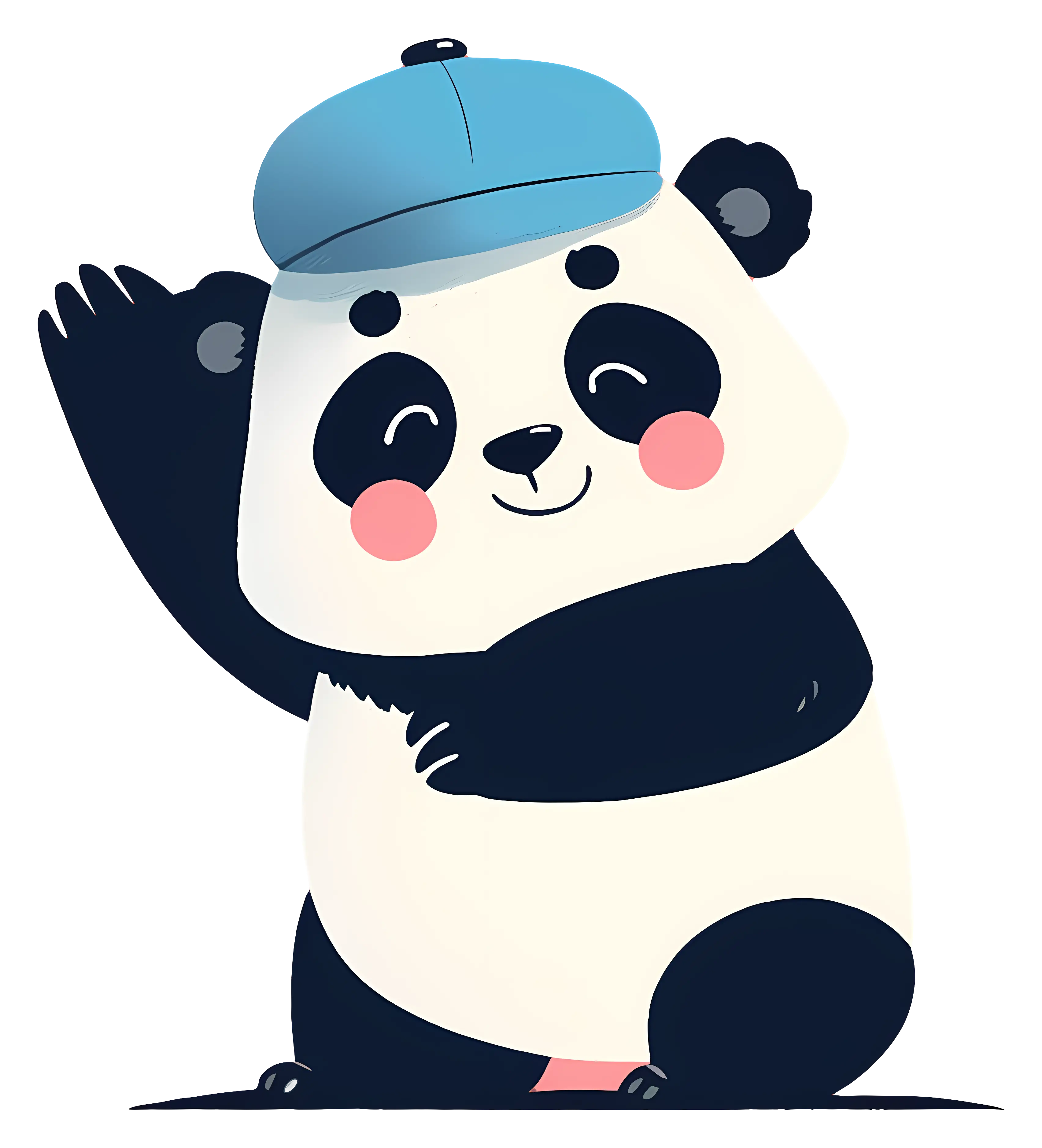 Panda Waving with Cap