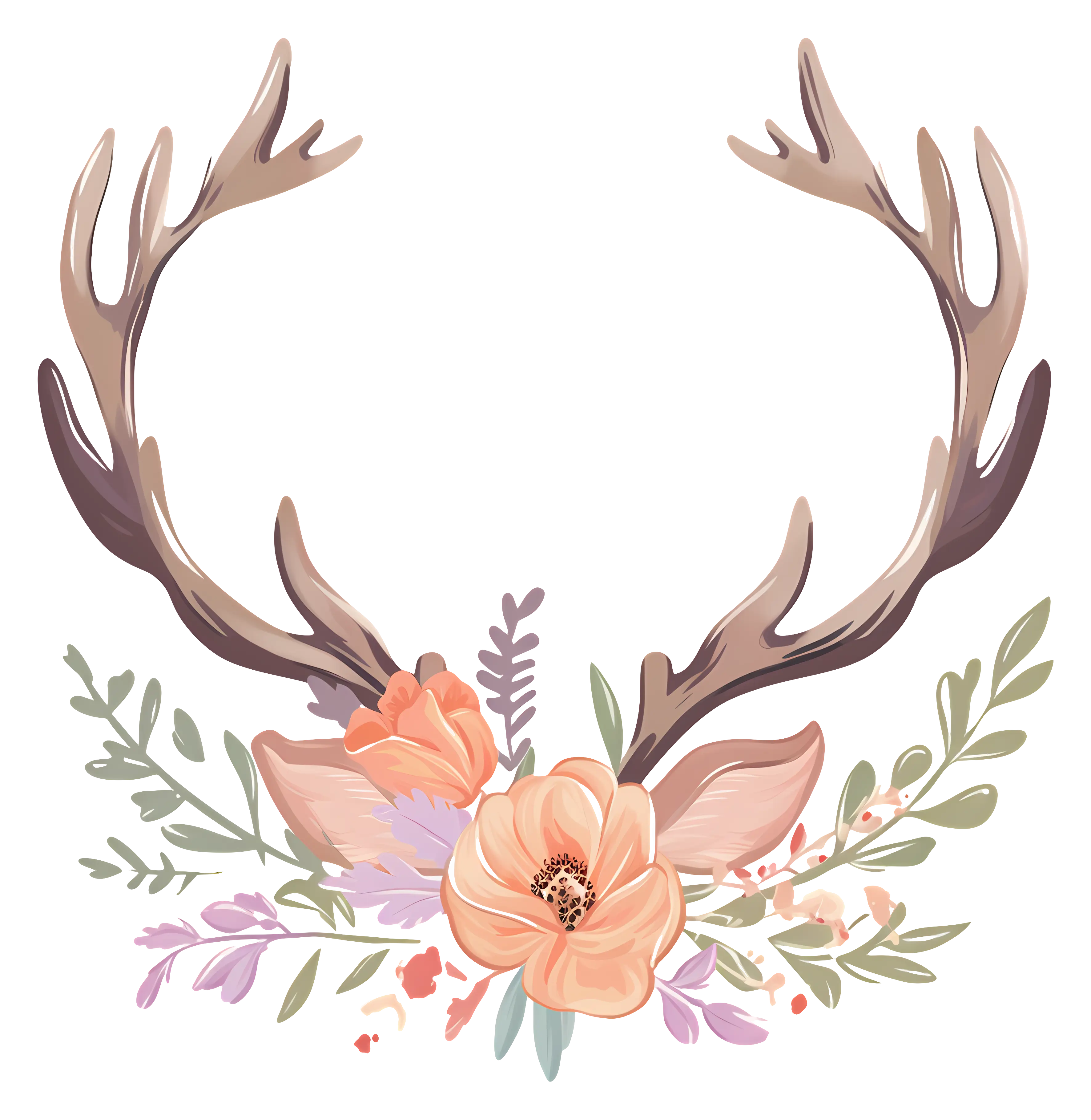 Decorative Antlers with Floral Arrangement