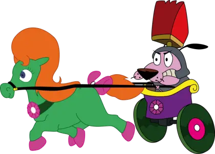 Cartoon Horse and Rider in Chariot