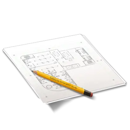 Pencil and Blueprint for Architectural Design