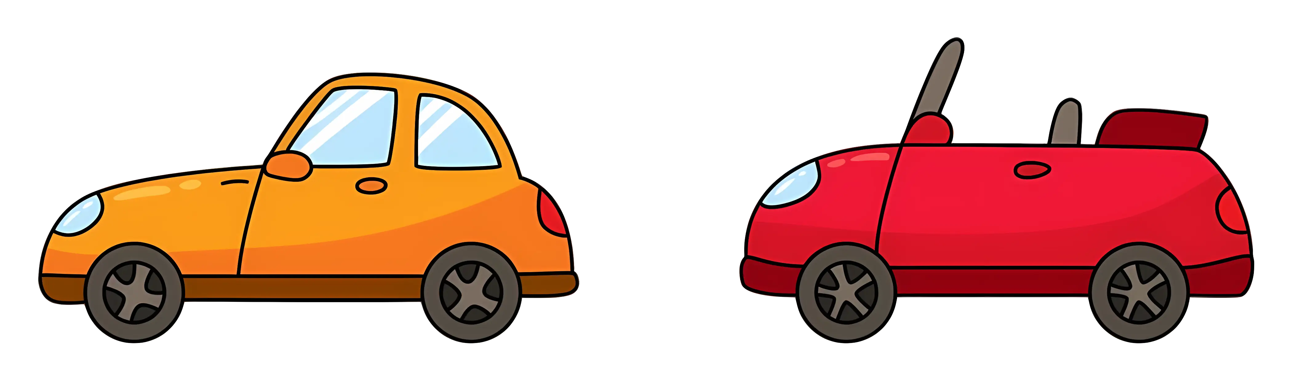 Cartoon Styled Simple Cars in Red and Orange