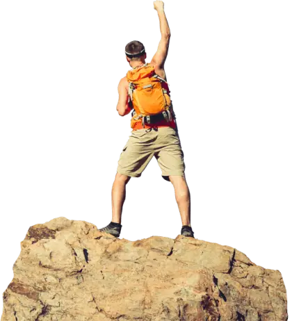 Hiker on Rock with Backpack