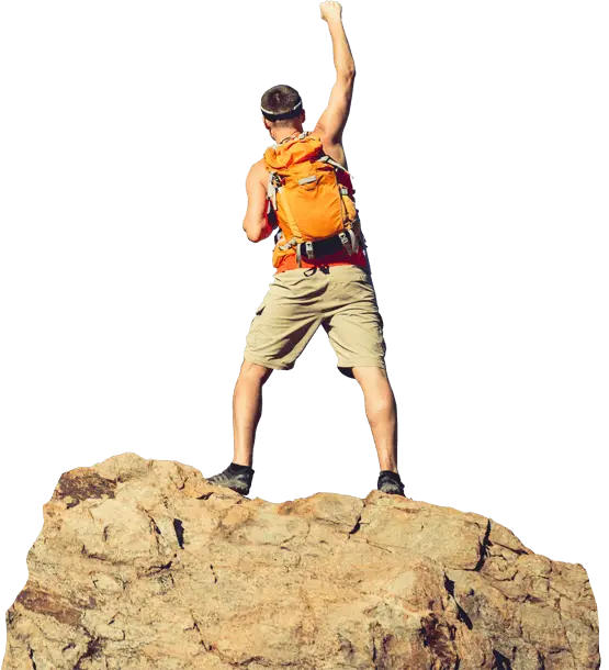 Hiker on Rock with Backpack