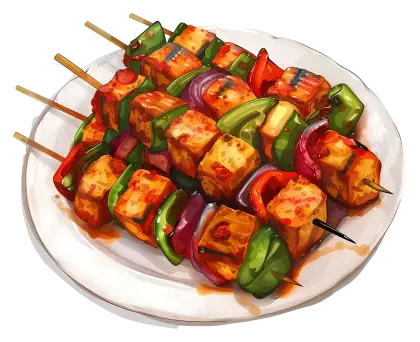 Colorful Vegetable Skewers on a Plate