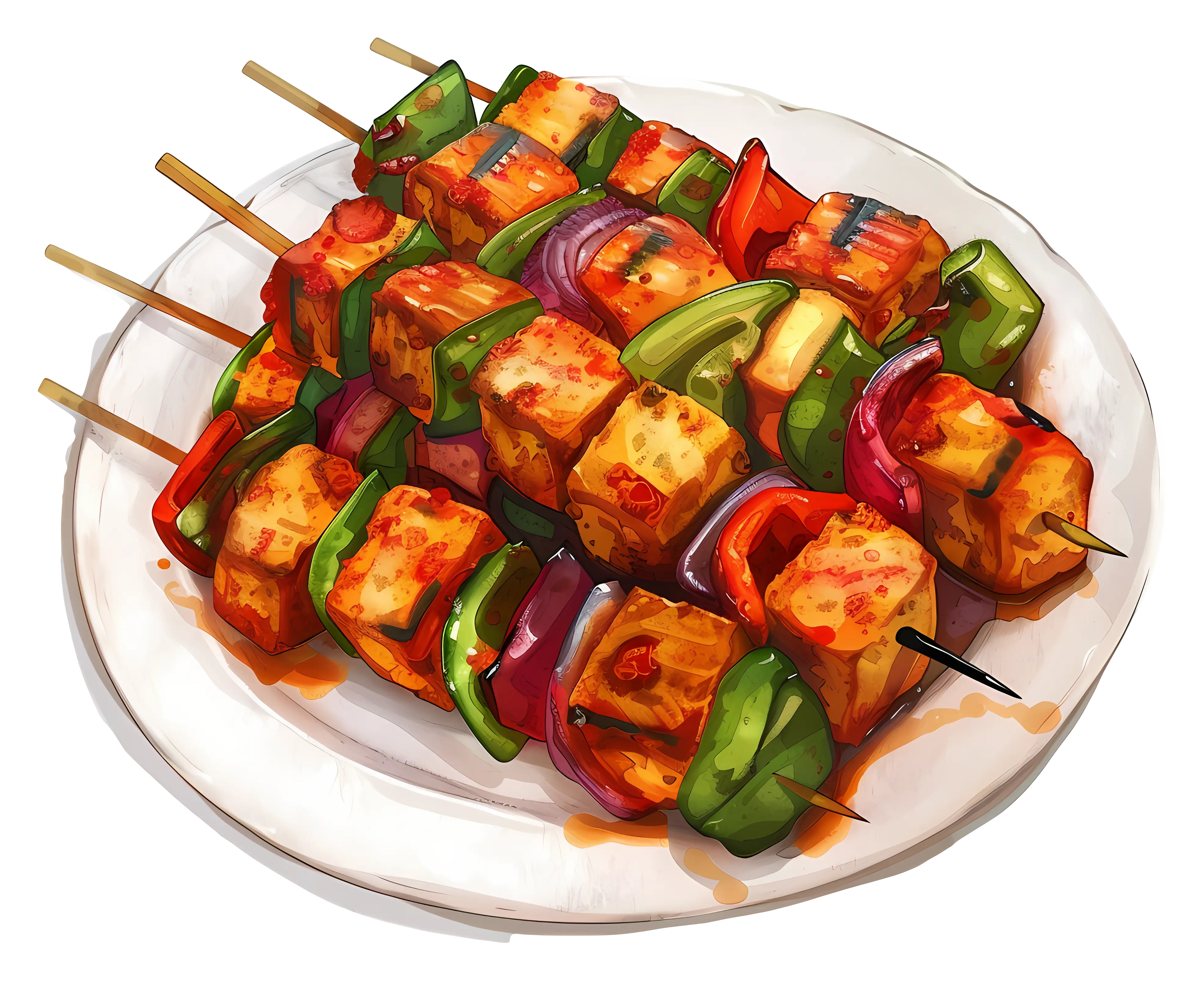 Colorful Vegetable Skewers on a Plate