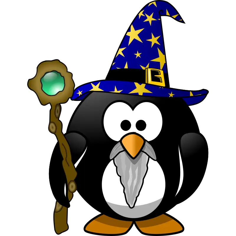 Cute Wizard Penguin with Magic Staff