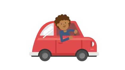 Illustration of Person Driving a Red Car