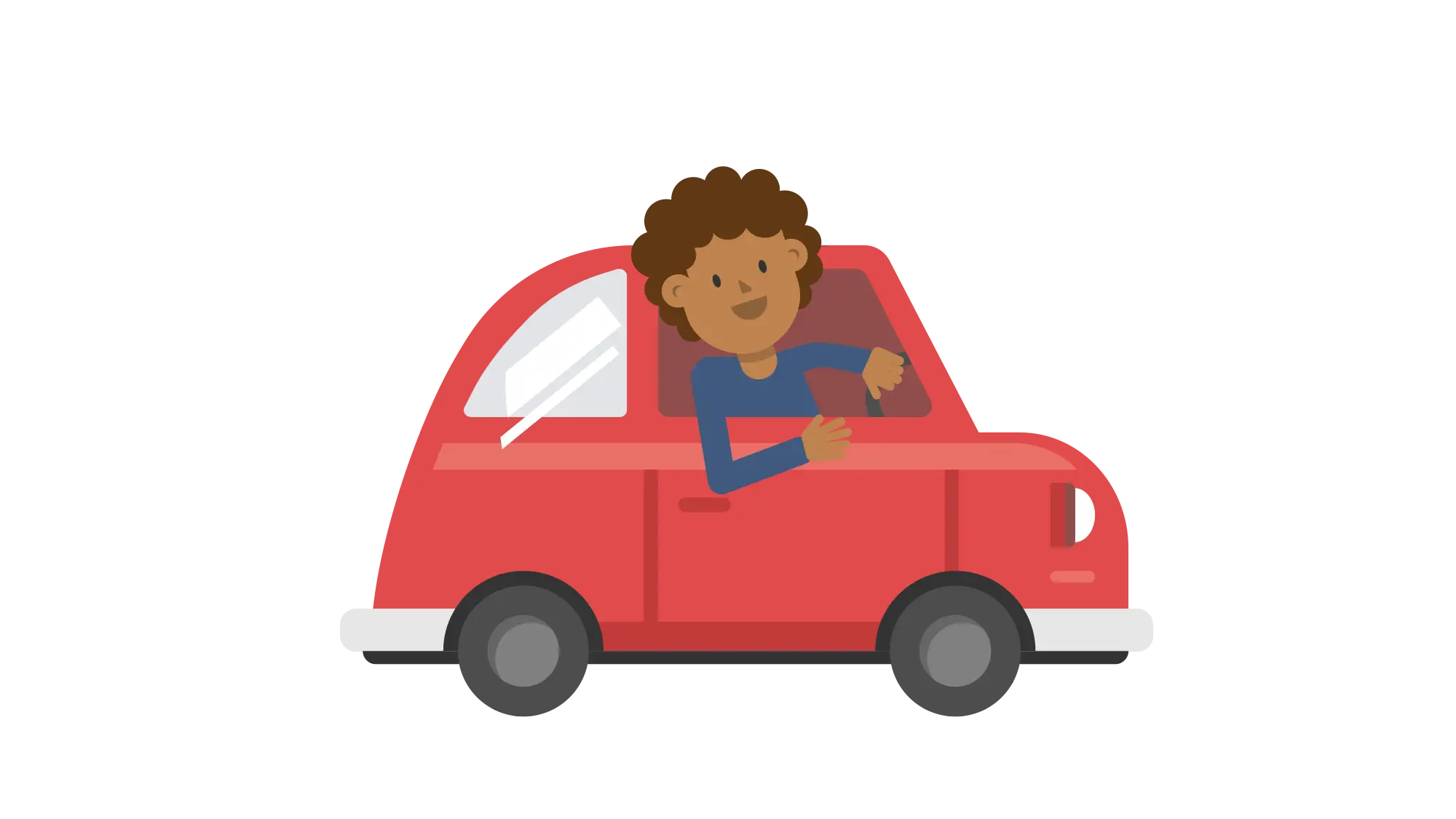 Illustration of Person Driving a Red Car