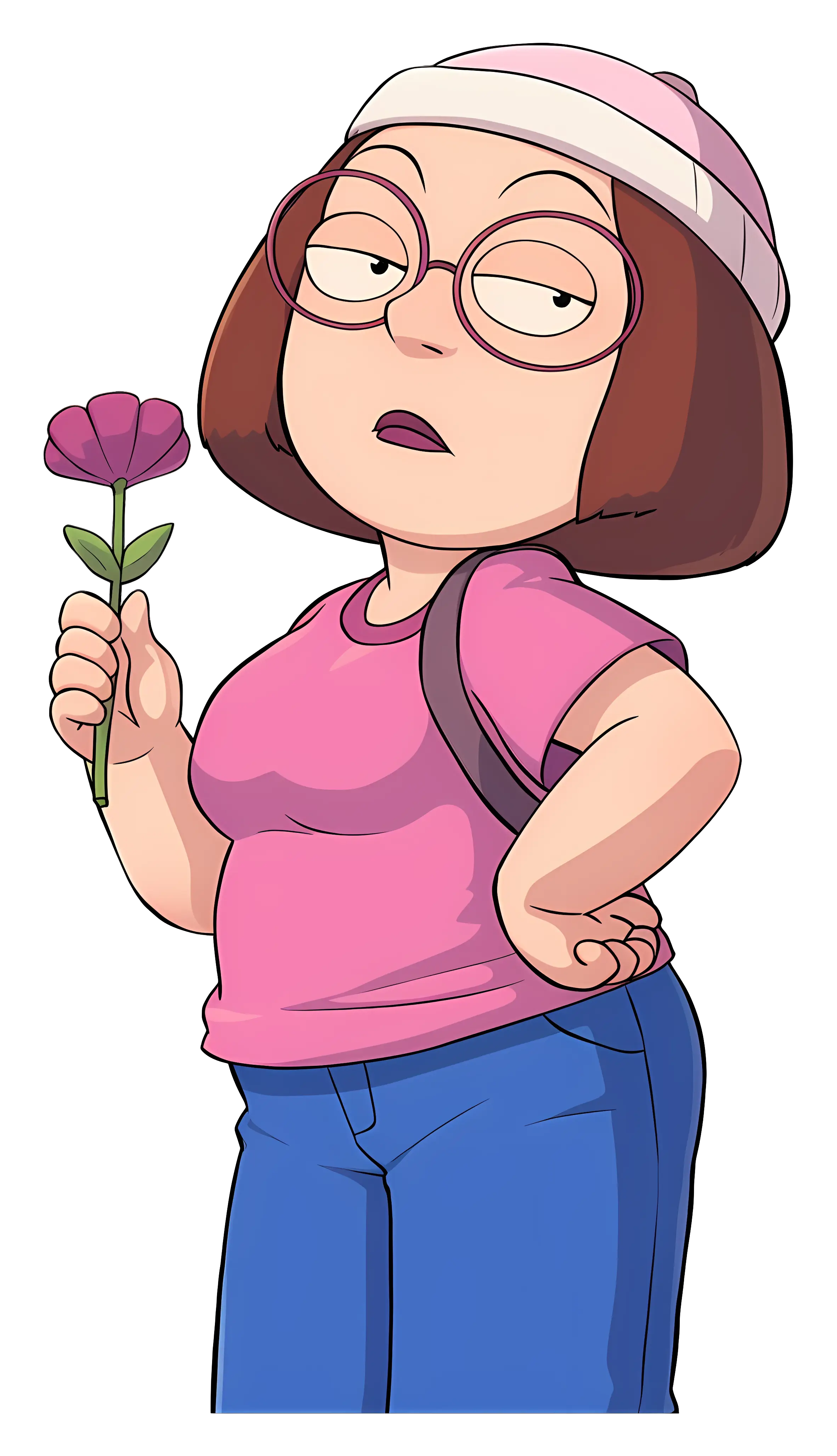Cartoon Character Holding Flower