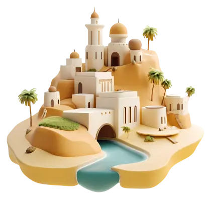 Desert Village with Oasis