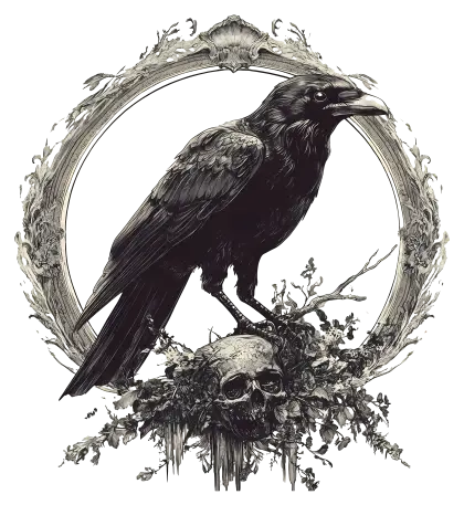 Raven on Skull Design