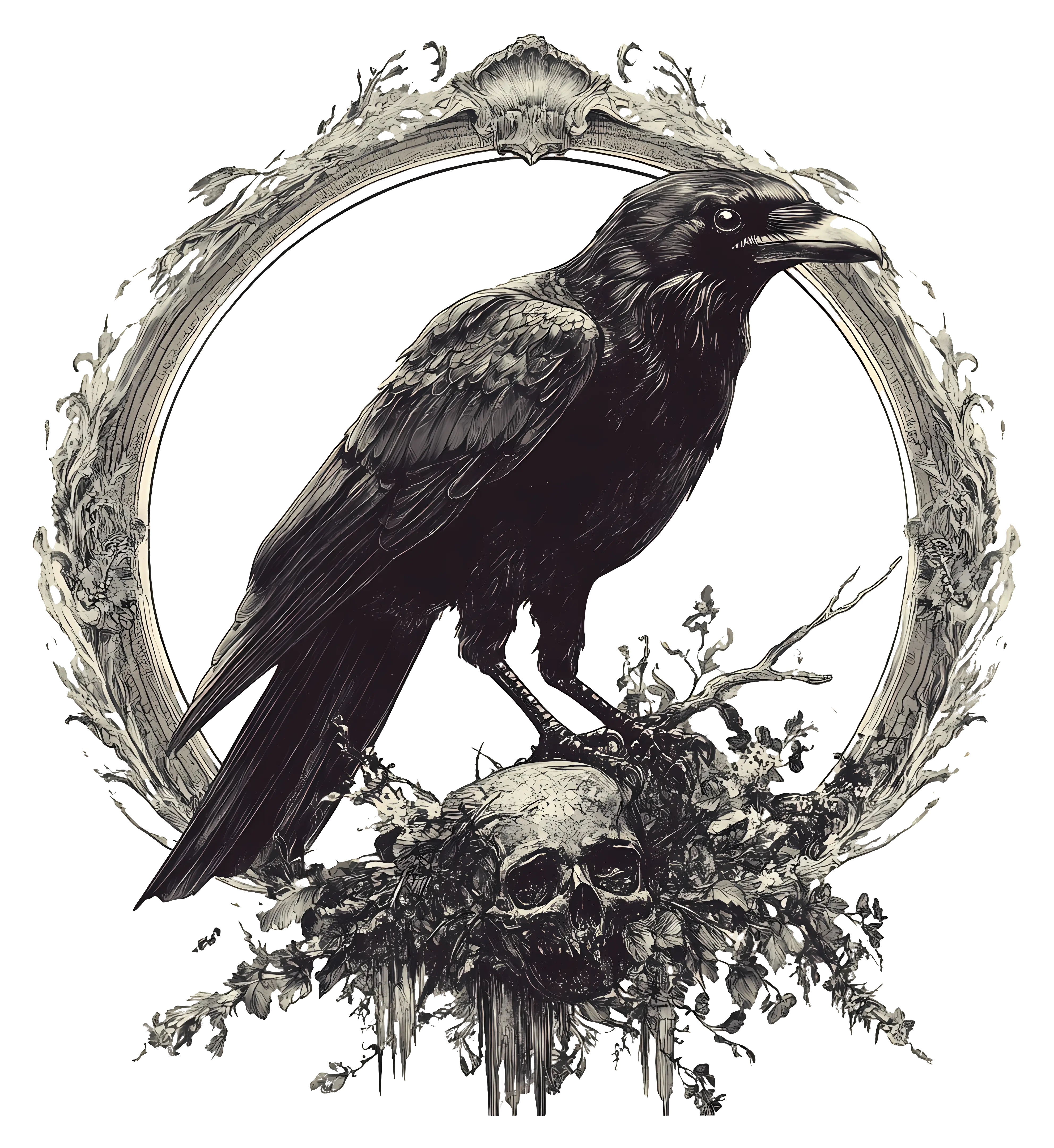 Raven on Skull Design