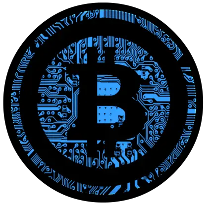 Blue Bitcoin Symbol with Circuit Design