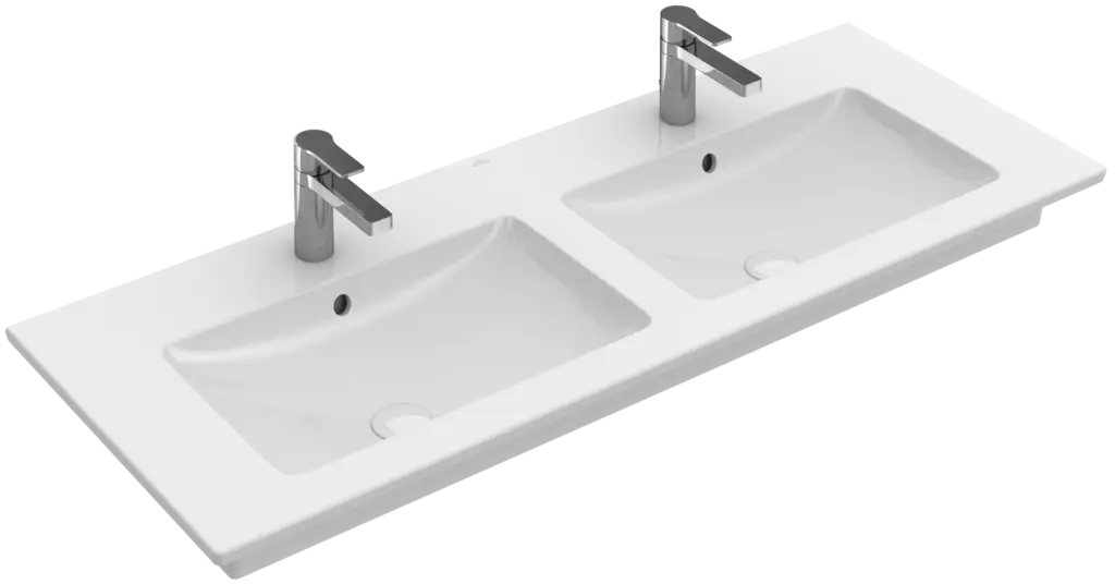 Modern Double Basin Sink with Chrome Faucets