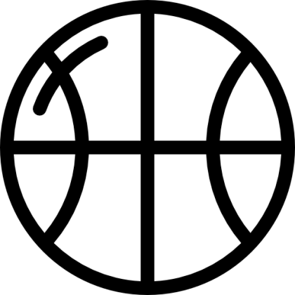 Basketball Outline Icon for Sports Graphics