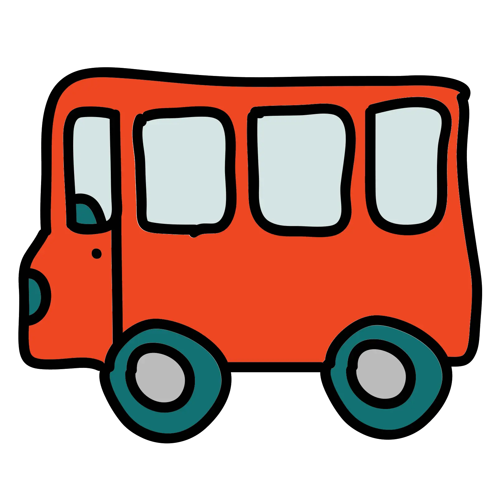 Playful Red Cartoon Bus Illustration