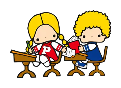 Cartoon Kids in Classroom Setting