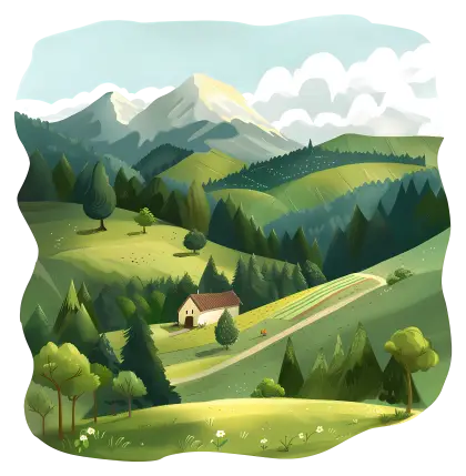 Beautiful Countryside Landscape Illustration