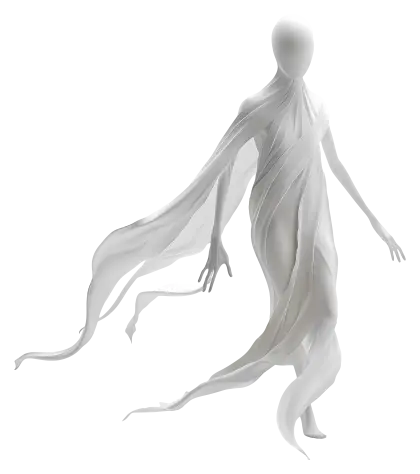 White Figure with Flowing Fabric