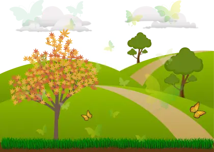 Autumn Tree in a Green Landscape