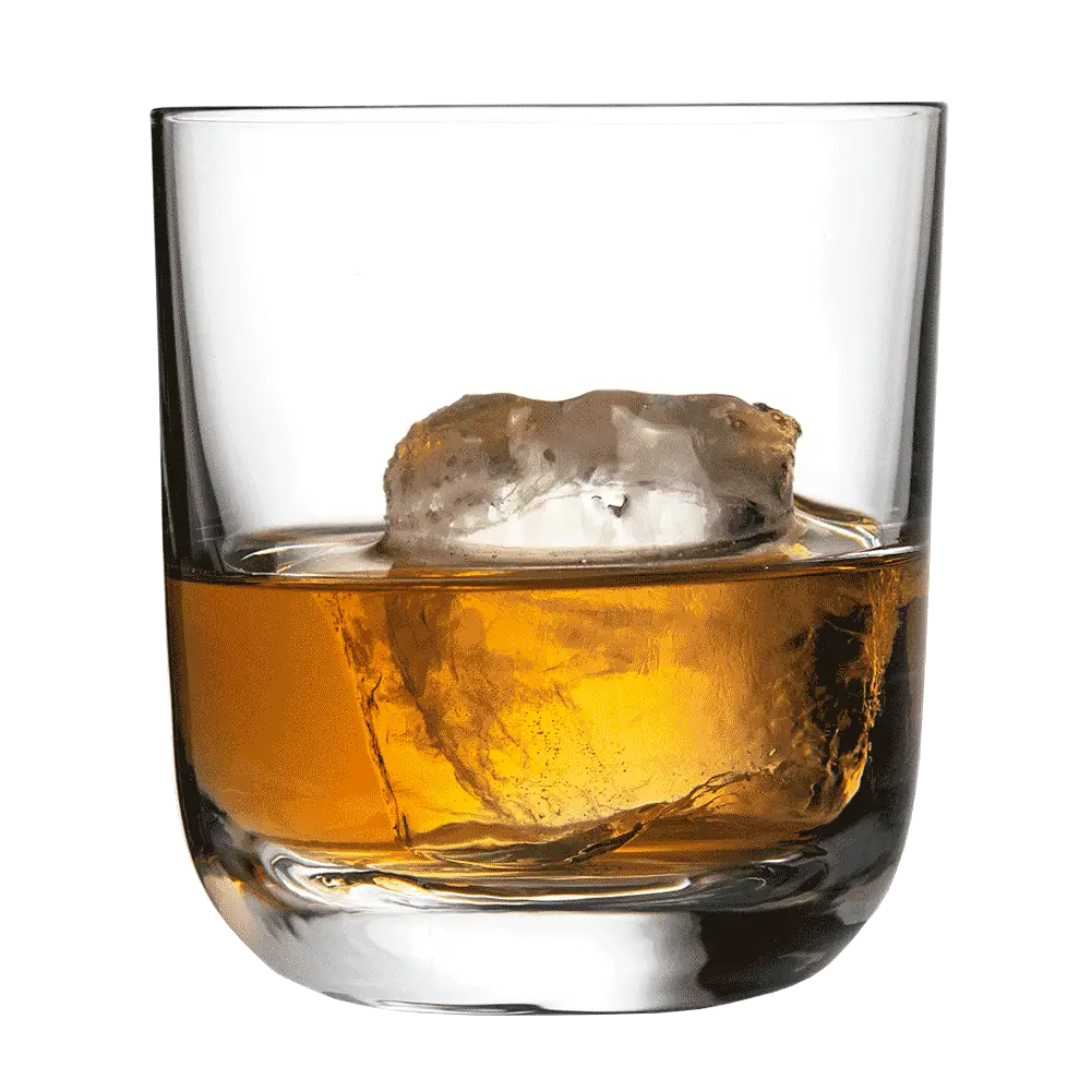 Glass of Whiskey with Ice Cube