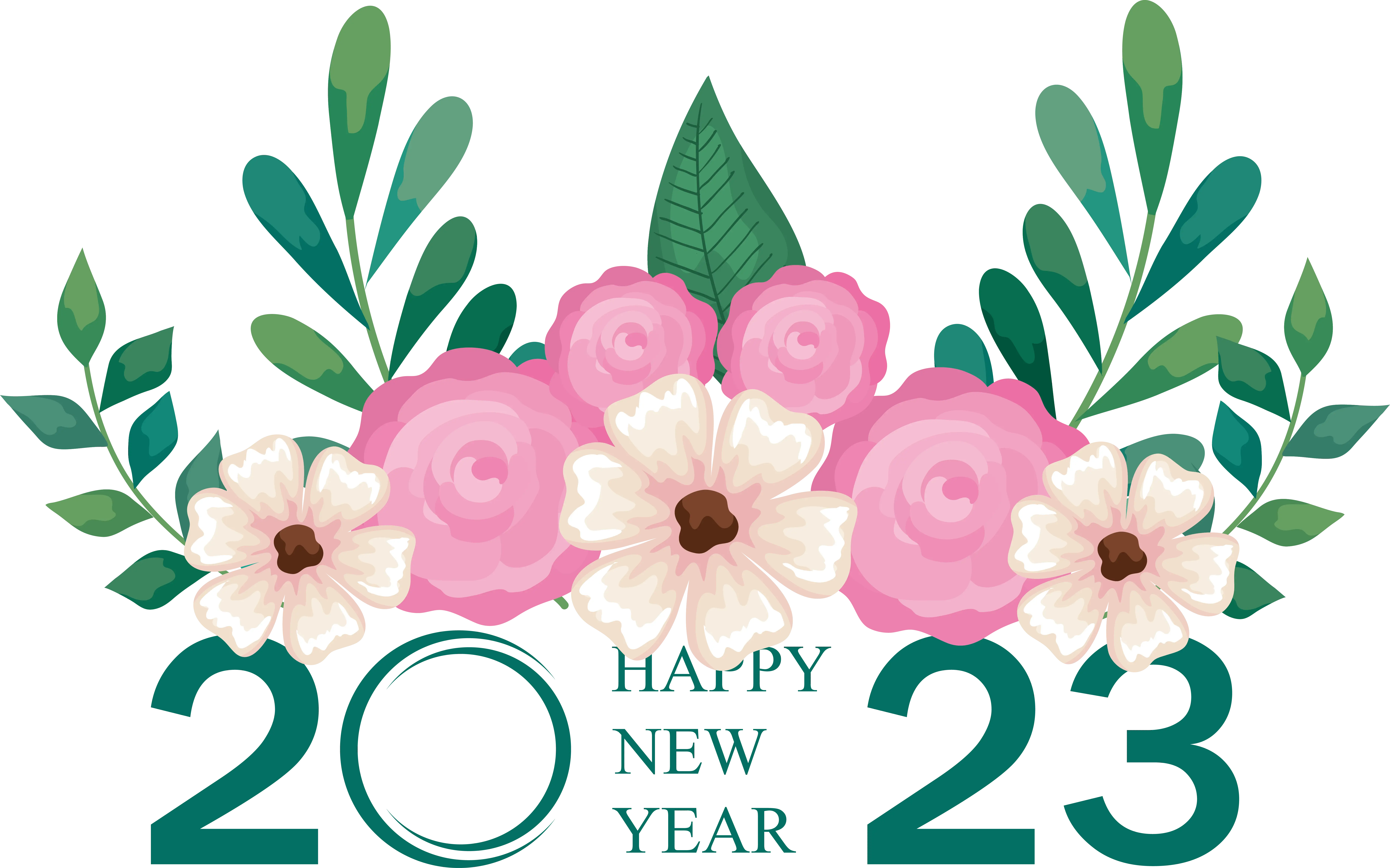 Floral Design Greeting for Happy New Year 2023
