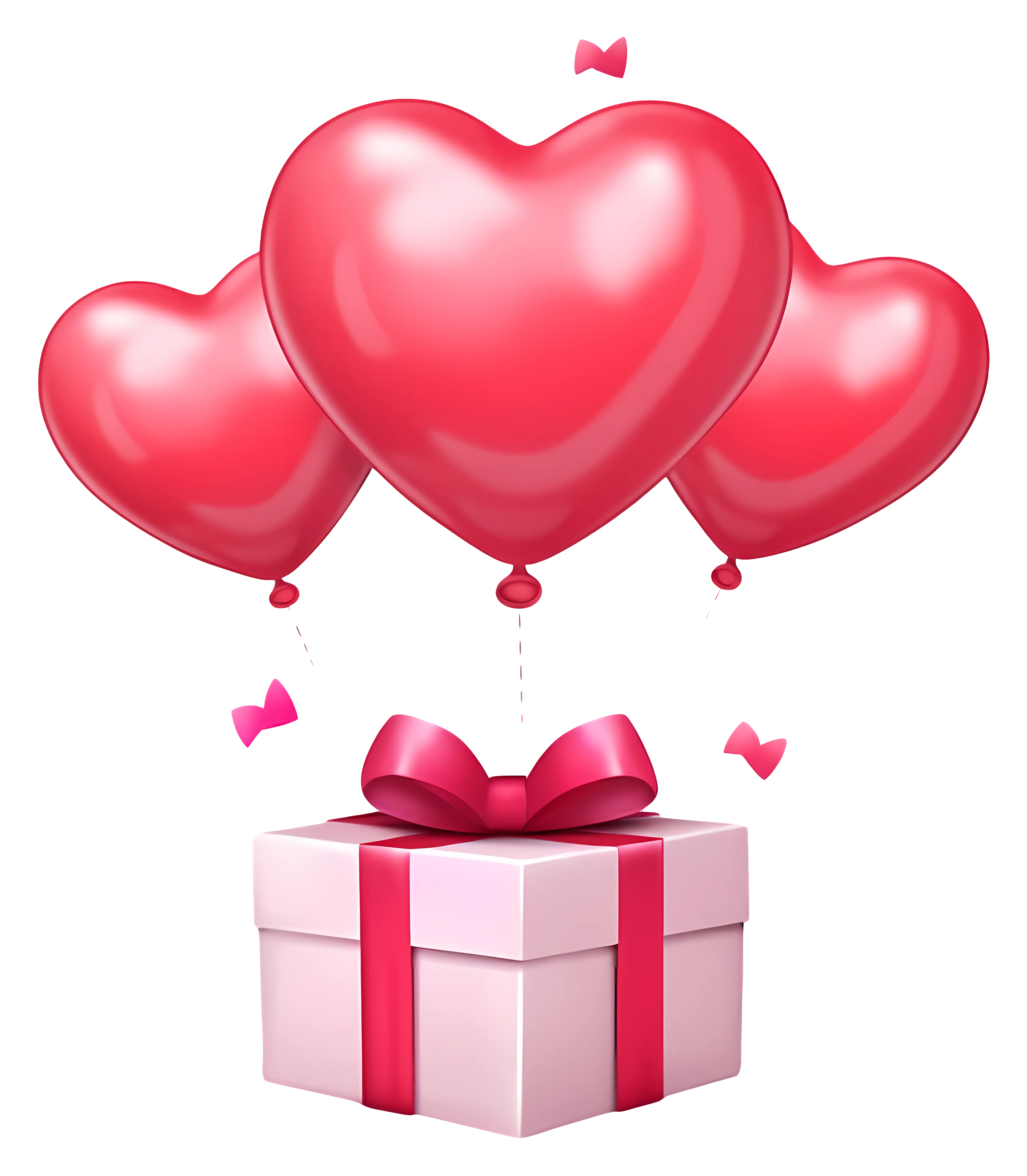 Romantic Heart Balloons and Gift Box for Valentine&#039;s Day