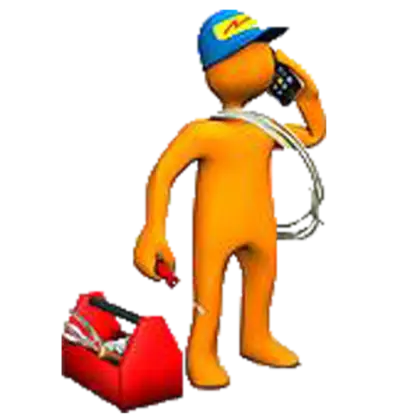 Electrician Icon with Toolbox and Phone