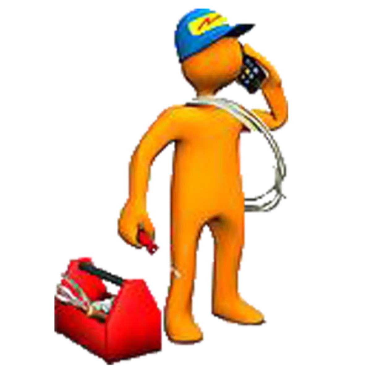 Electrician Icon with Toolbox and Phone