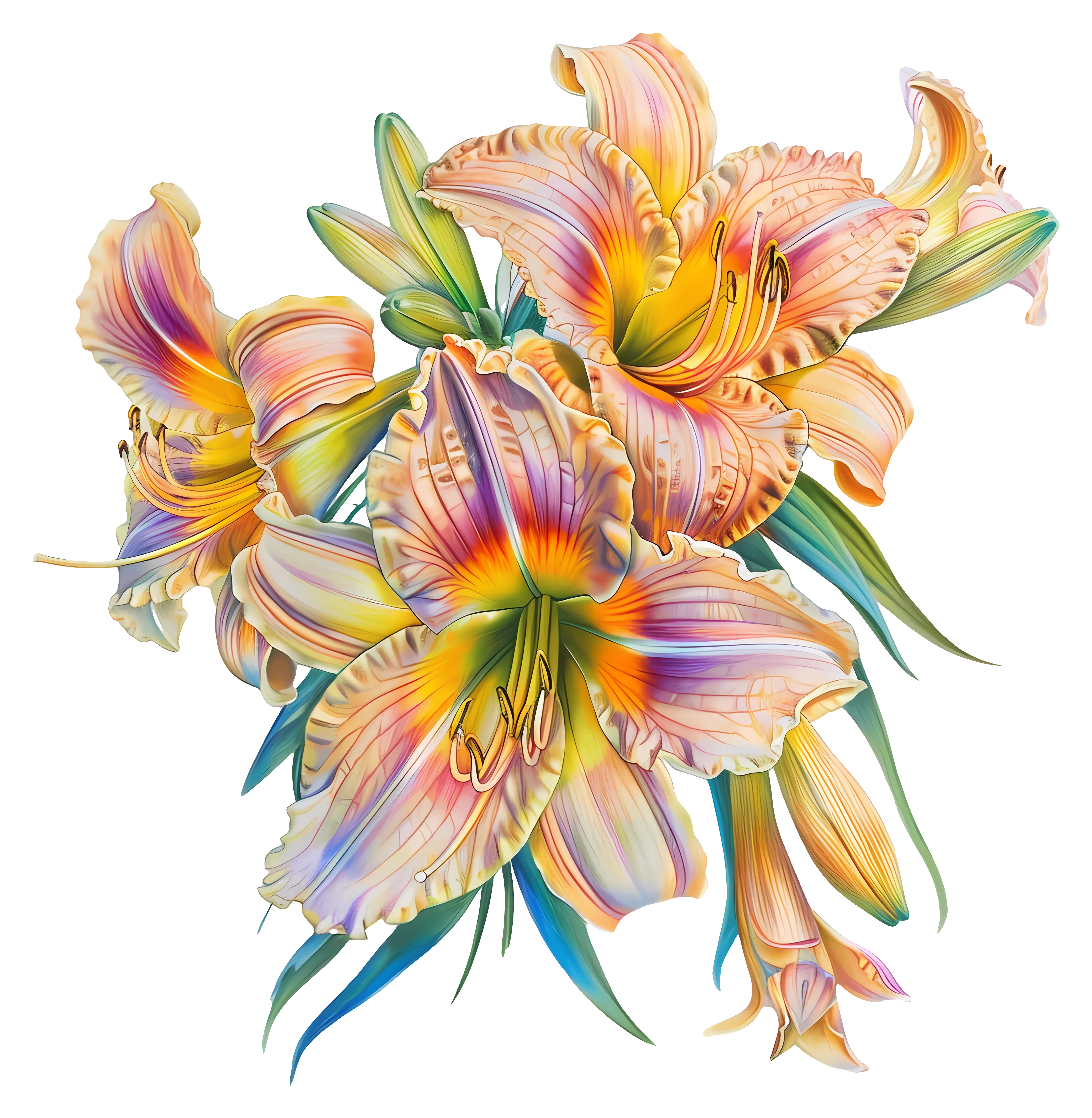 Colorful Lily Flowers Illustration