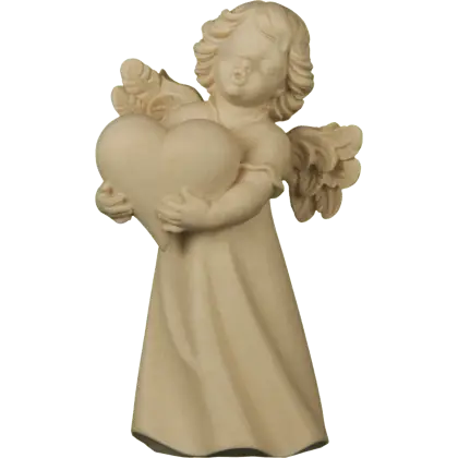 Wooden Angel Figurine Holding Heart