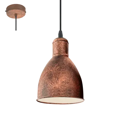 Rustic Hanging Lamp with Copper Finish