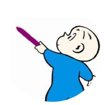 Cartoon Child Drawing with Crayon