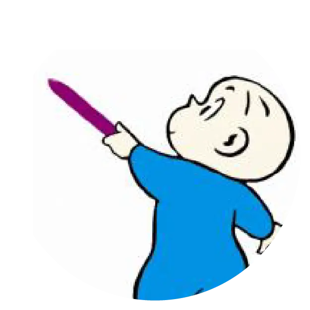 Cartoon Child Drawing with Crayon