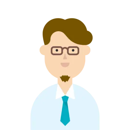 Cartoon Male Character with Glasses and Tie