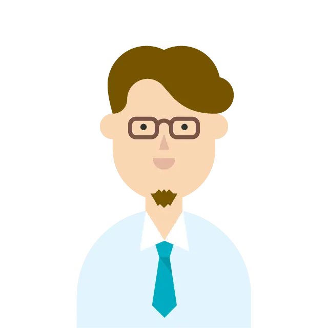Cartoon Male Character with Glasses and Tie