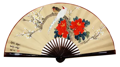 Beautiful Decorative Fan with Birds and Flowers