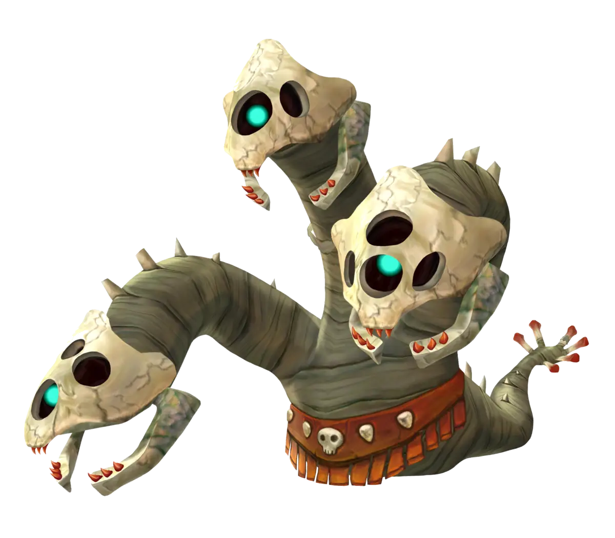 Three-Headed Monster with Skull Heads