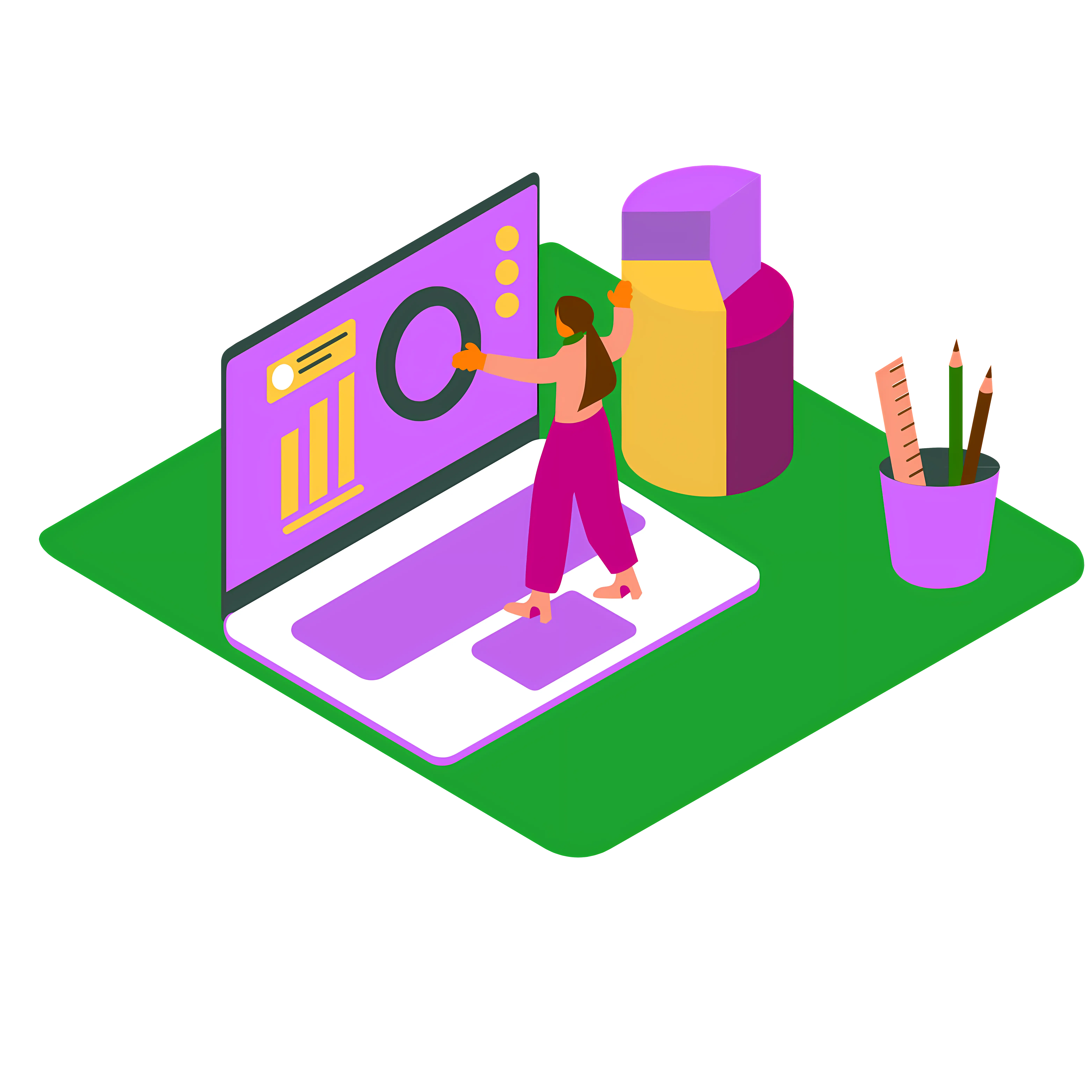 Woman Working at Computer