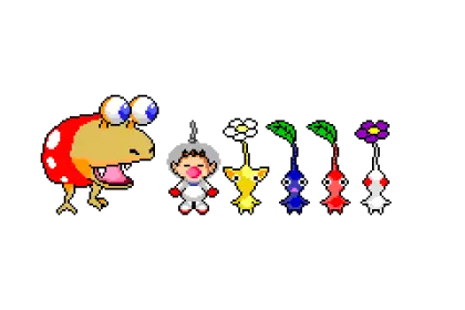 Colorful Pikmin Characters from Video Game