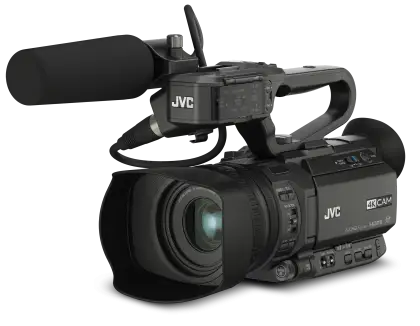 Professional Video Camera with Microphone Attached