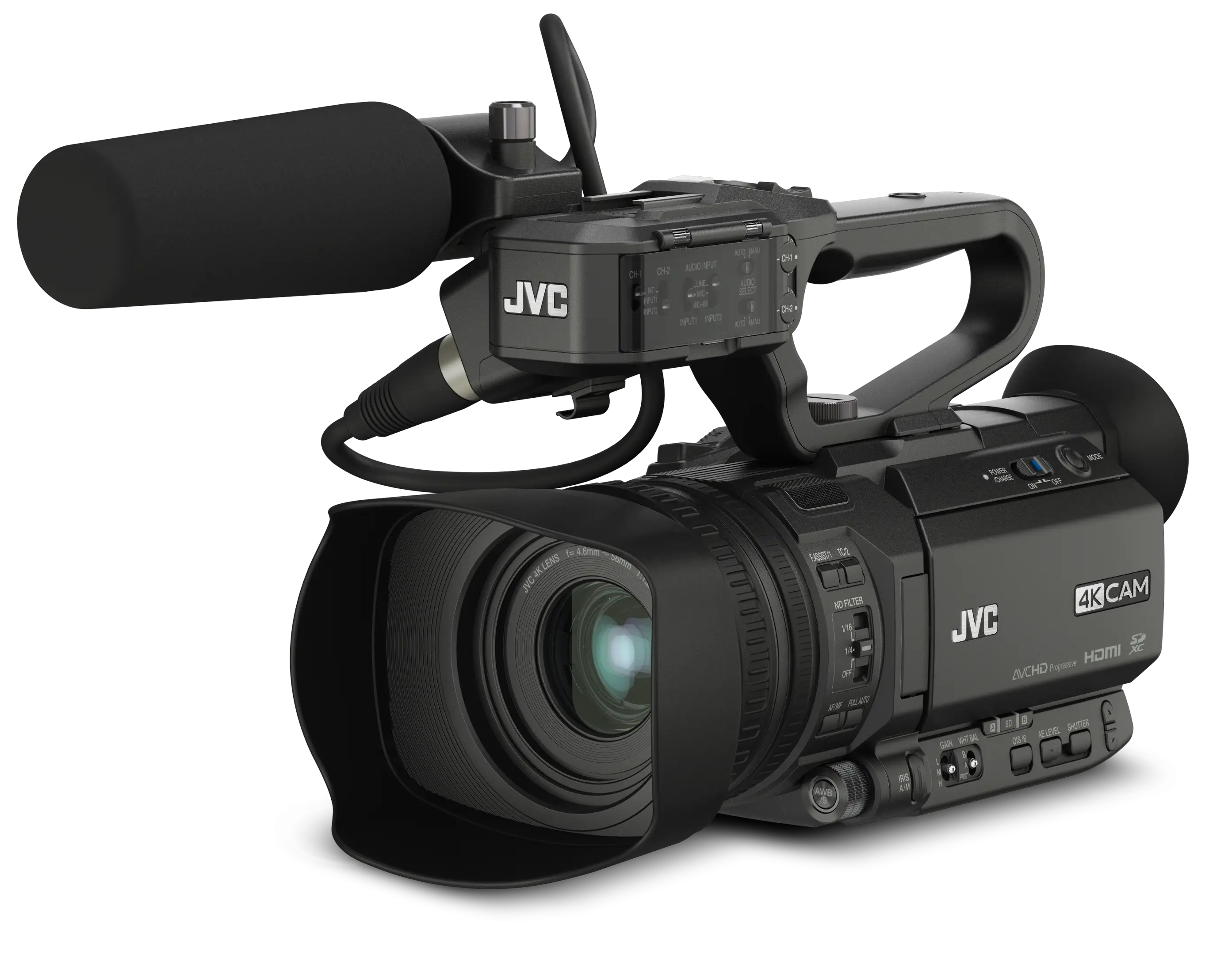 Professional Video Camera with Microphone Attached