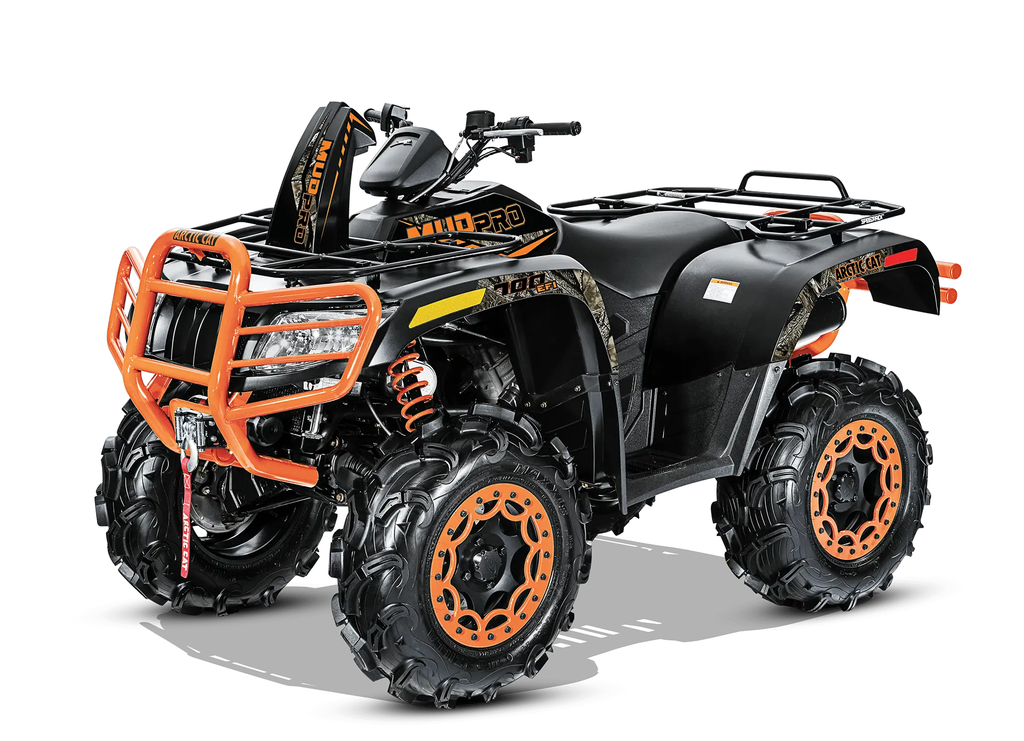 Black Quad Bike with Bright Orange Accents
